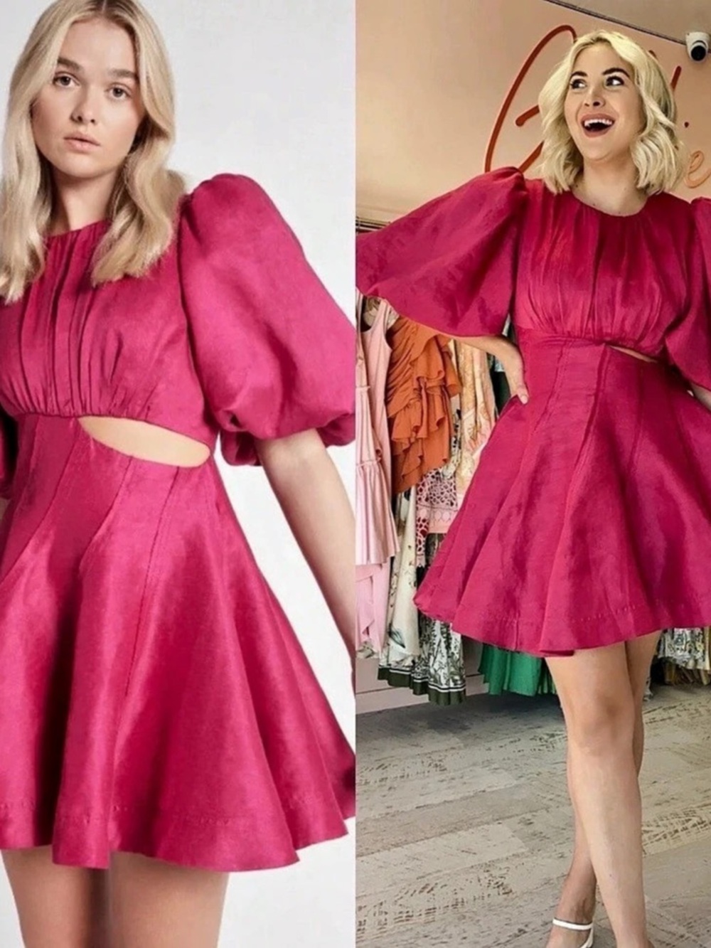 Aje. Admiration Asymmetric Mini Dress. Pink Size AU 6